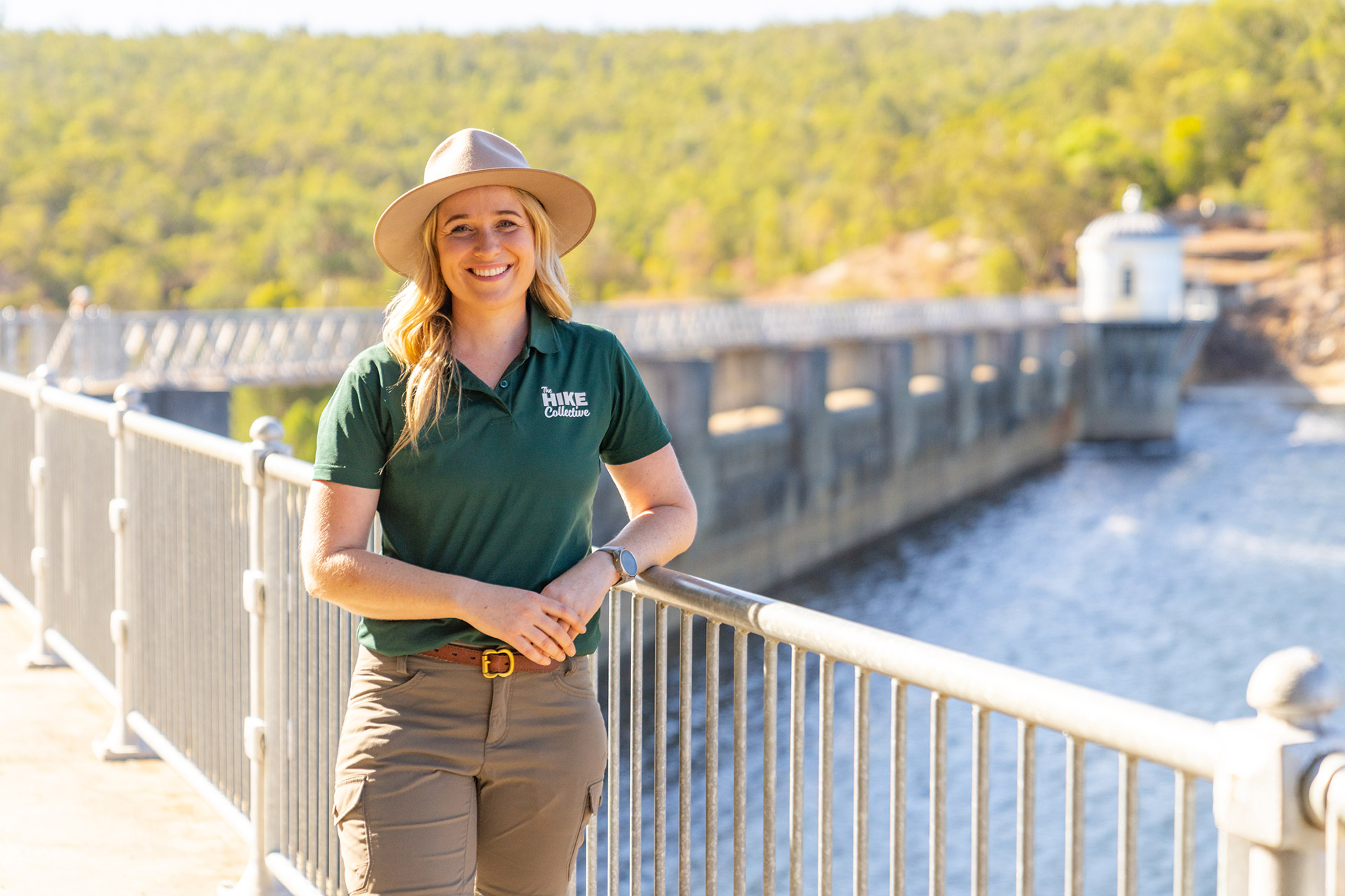 Hike Collective founder at Mundaring Weir on Perth Hills walking trail experience