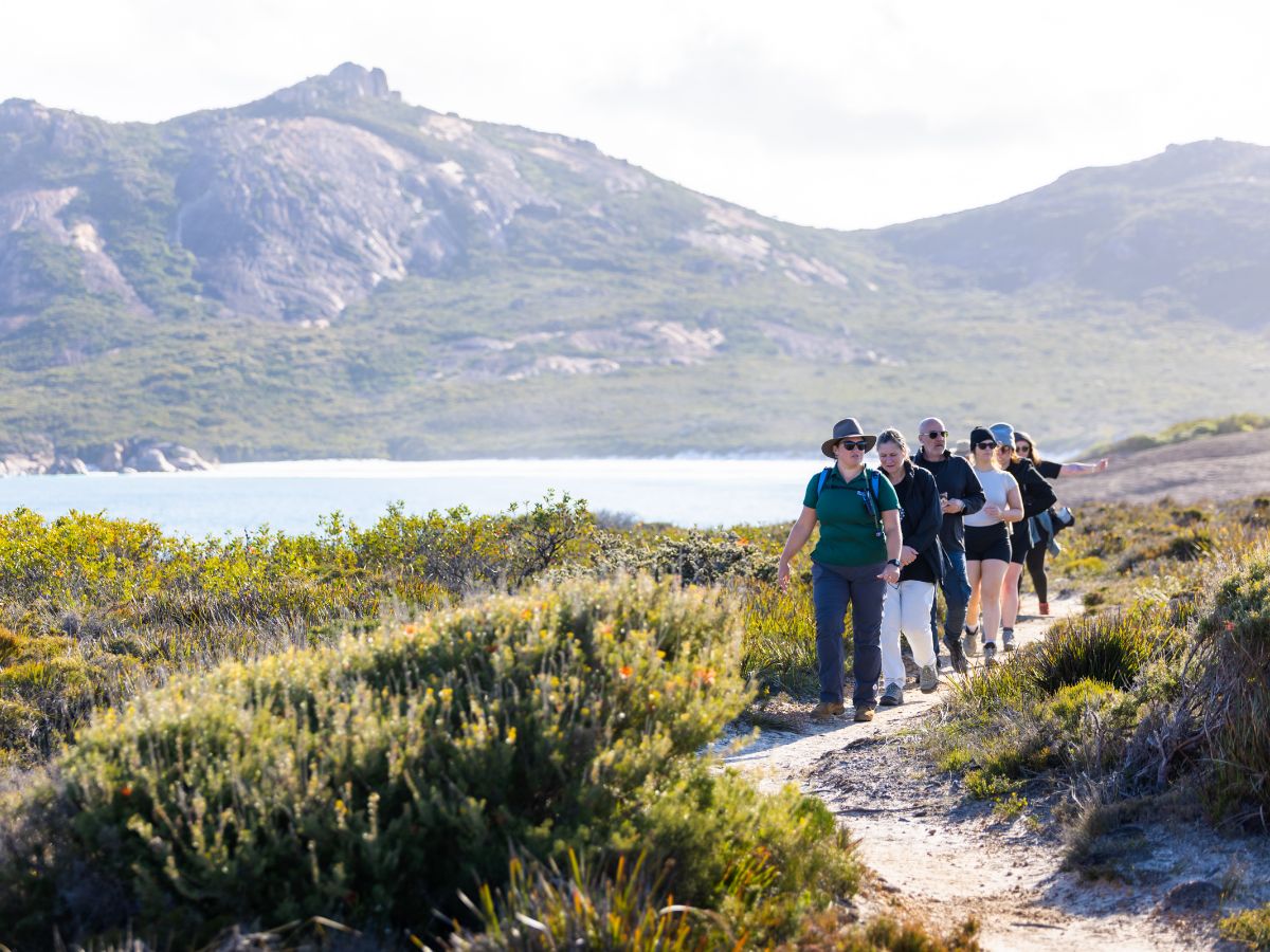 Guided coastal hike in Esperance with panoramic ocean views and group trail walking experience